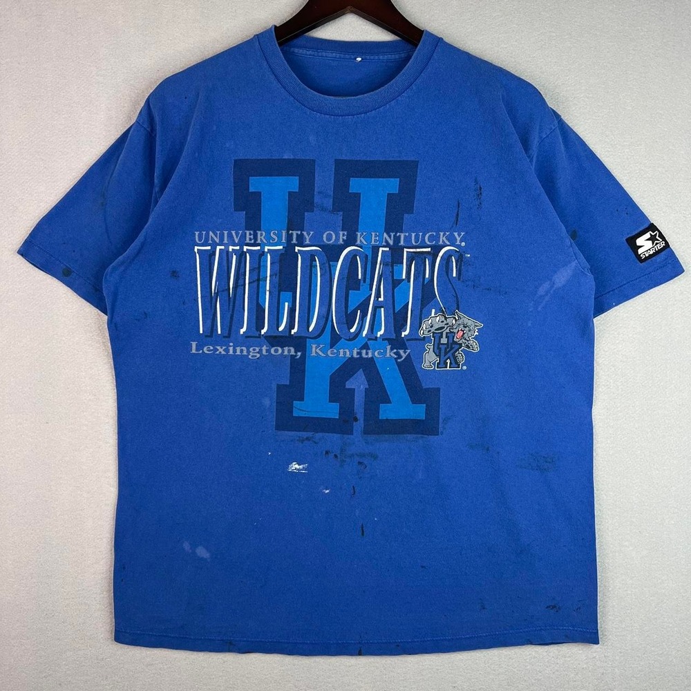 Vintage University of Kentucky Wildcats Paint Splattered Blue Starter Tee Shirt